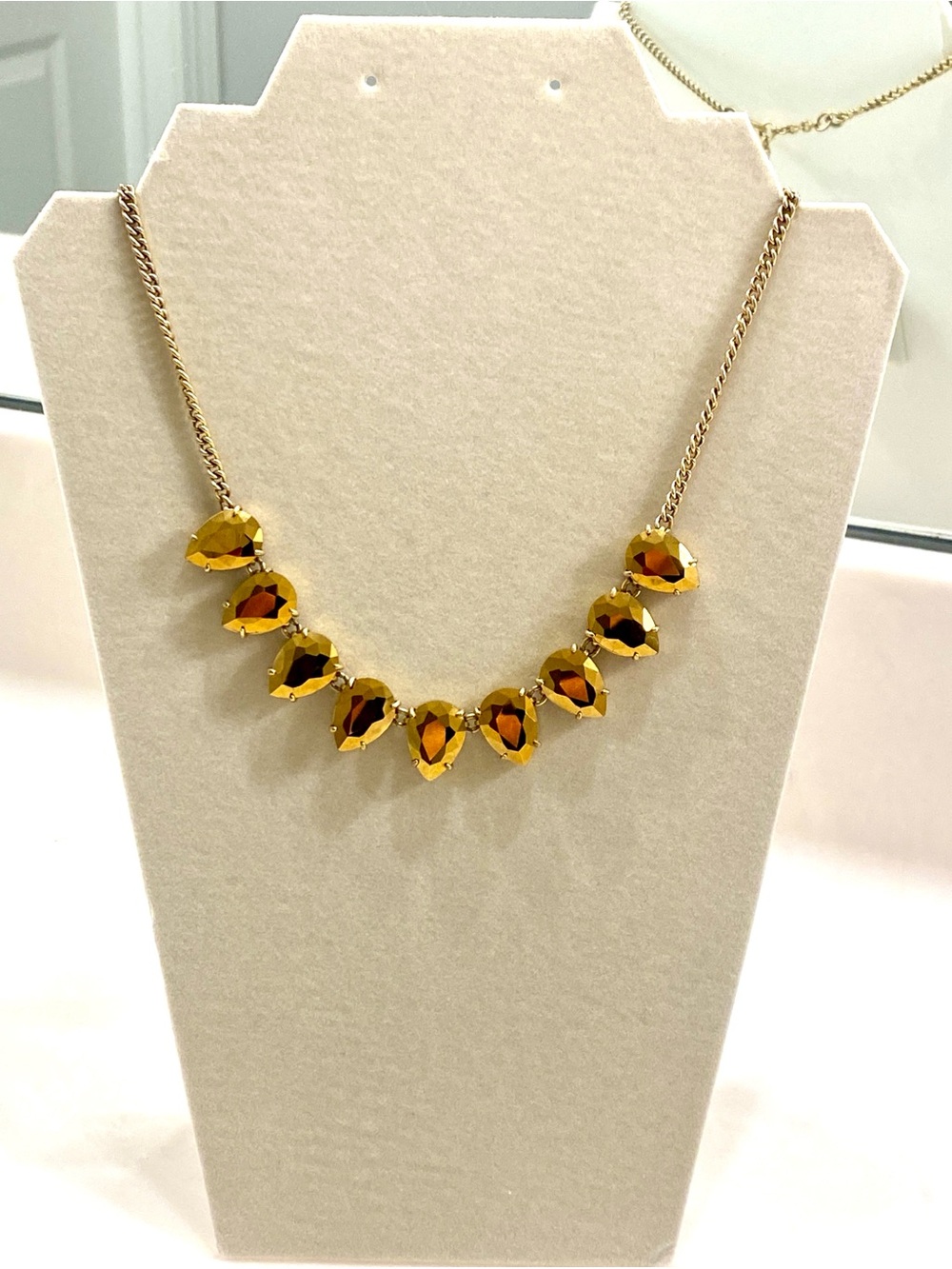 J. Crew Gold-Tone Necklace with Amber Teardrop Crystals